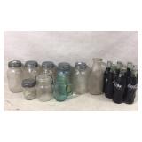 collectable Vintage cokes & mason jars