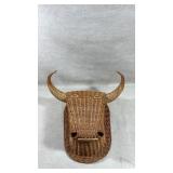 vintage Spanish or French hand-woven wicker bull