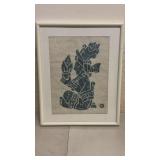 Framed Mayan Glyph Rubbing of a Noble Holding a