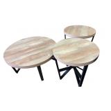 Occasional Table Set with Black Metal Bases