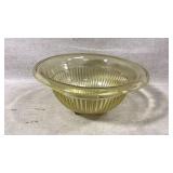 Vintage Amber Glass Bowl With Ribbed Design
