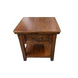 Solid Wood End Table With Drawer and Shelf