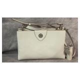 Anne Klein White Pebbled Faux Leather Crossbody