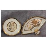 Vintage "Art of Chokin" Porcelain Wall Fan,