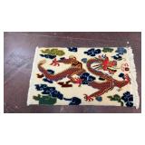 vintage handmade oriental rug with dragon design