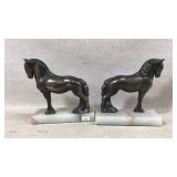 Bronze Horse Figures on Marble Bases