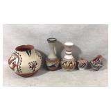 Five Handcrafted Ceramic Vases