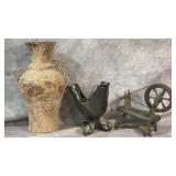 Antique Miniature Spinning Wheel, Vintage Signed