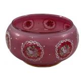 Fenton Hand Painted Cranberry Glass Bowl