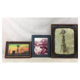 Three Framed Windmill-Themed Artworks