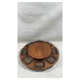 vintage Danish teak "lazy Susan" rotating serving