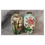Pair of Antique Japanese Ginbari Enamel Vases