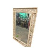 Ornate Carved Wood Mirror with Rectangular Frame