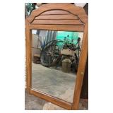 Wooden Wall Mirror with Arched Frame Top