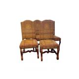 4 Upscale Dining Chairs Wood Frame Upholstered