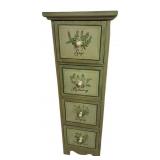 Narrow Olive Green 4 Drawer Chest