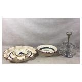 Decorative Dishware Set and Glass Holder w/Detail