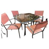 Outdoor Patio Set with Glass Table and Four Chairs