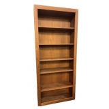 Tall Oak Wood Bookshelf w/ Six Shelves