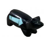 ZUNI INLAYED TURQUOISE BLACK FETISH BEAR