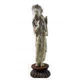 MARKED ANTIQUE (KWAN YU) CHINESE IVORY SCULPTURE