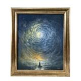 KSENYA VERSE "BLUE SWRIL WAVE SPIRAL IV" OIL ON
