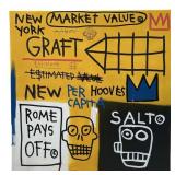 ATTRIBUTED JEAN MICHAEL BASQUIAT ACRYLIC ON CANAVS