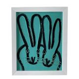 HUNT SLONEM UNTITLED TEAL BUNNIES OIL ON CANVAS