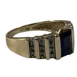 10k YELLOW GOLD BLUE GEMSTONE RING