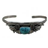 NAVAJO STERLING SILVER & TURQUOISE CUFF BRACELET