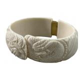 ANTIQUE IVORY CHINESE DRAGON CARVED HINGED CUFF