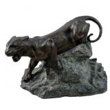 BRONZE CROUCHING TIGER BRONZE SCULPTURE