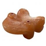 ZUNI HAND CARVED PEACH SELENITE FROG FETISH