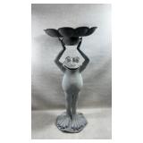 Metal from holding Lilly bird bath yard decor