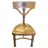 Vtg Wooden Hand Carved 3 Legged Chair