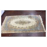 Handwoven Floral Area Rug w/ Blue and Beige Motif