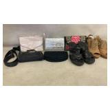 small purses, 2 pairs of heels 8 & 8 1/2, strap