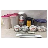 Tupperwares, glass soup bowls and more