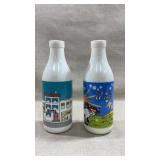 vintage Carlton Glass milk bottles featuring