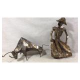 2 Brutalist Sculptures Matador and Bull