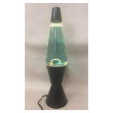 Black Lava Lamp With Green Liquid and Clear Globe