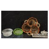 Amber Colored Cambridge Glass Divided Candy Dish,