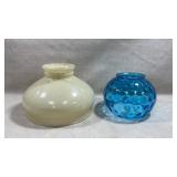 vintage Beacon hand-blown blue glass Lamp shade,
