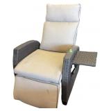 Outdoor Wicker Resin Reclining Chair w Table