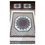 vintage 'Giant Dahlia' quilt with matching