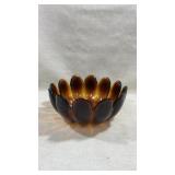 Vintage MCM Amber Glass SALAD BOWL 11' Tiara W