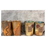 (2) Native American Inspired Pottery Tumblers,