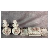 (2) Vtg Lefton China Miniature Perfume Decanters,