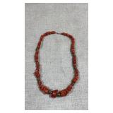 Vtg Mediterranean Red Coral Beads/brass necklace