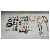 collection of vintage fashion jewelry, including